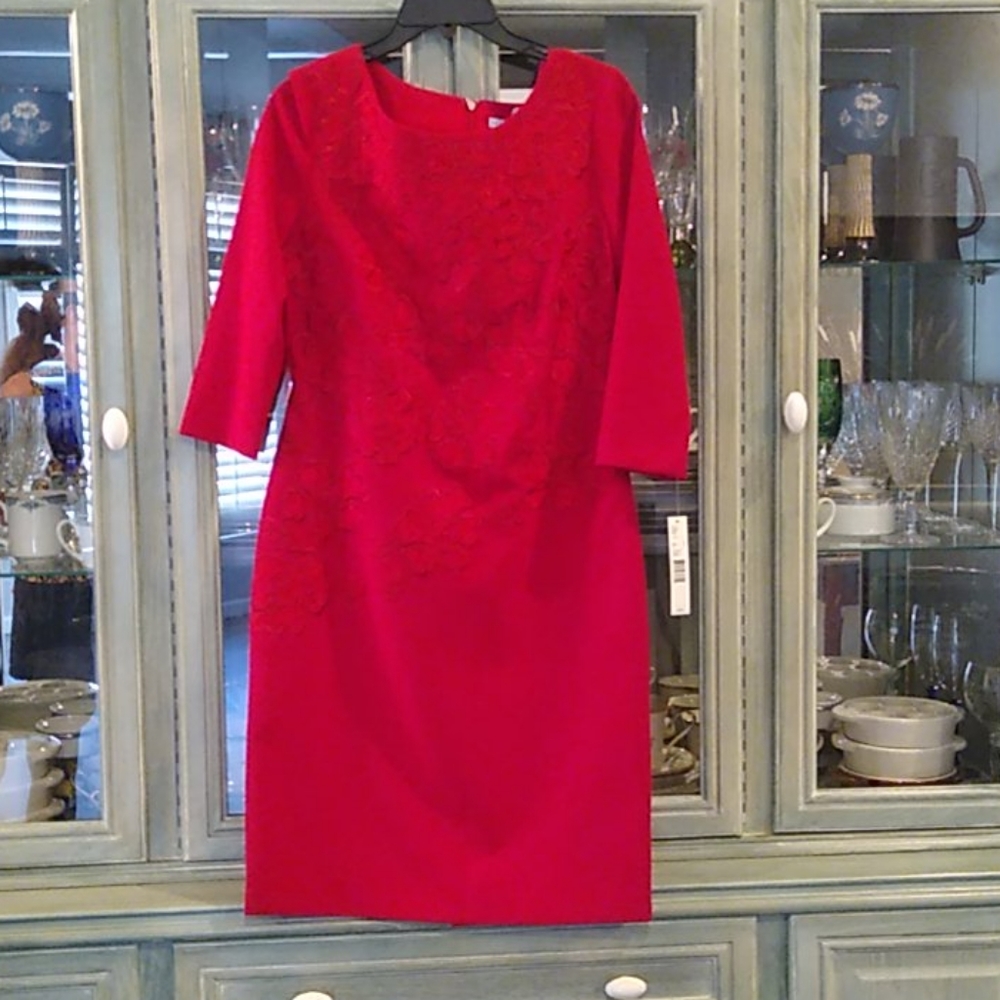 Red Antonio Melani dress size 6 w/ 3/4 sleeves